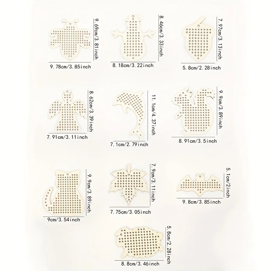 Animal Shape Wooden Embroidery Blanks – Pre-Drilled Cross Stitch