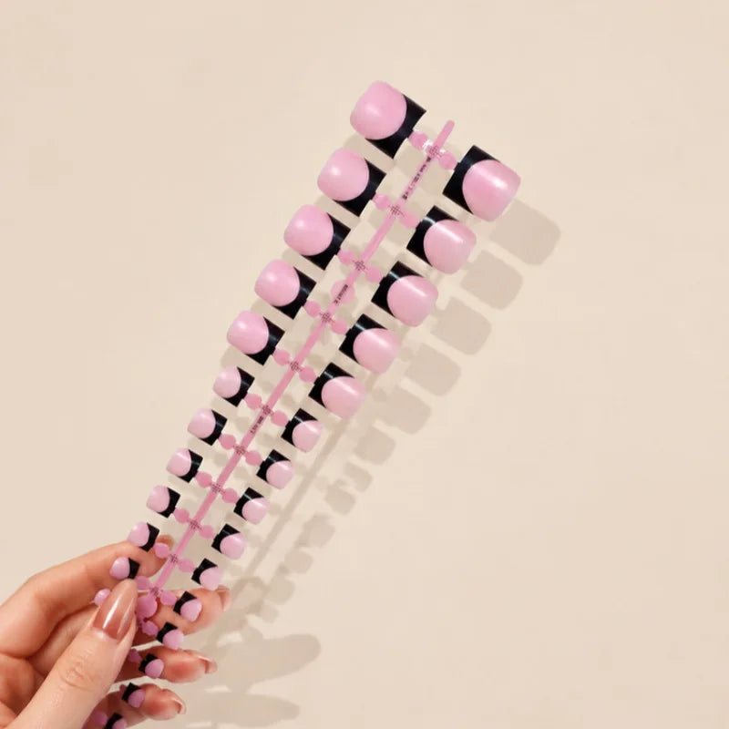 30Pcs Nude Pink French Press-On Toe Nails – False Nail Set