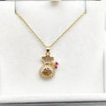 Lucky Bag Copper Pendant Zircon Necklace – Gold Clavicle Chain