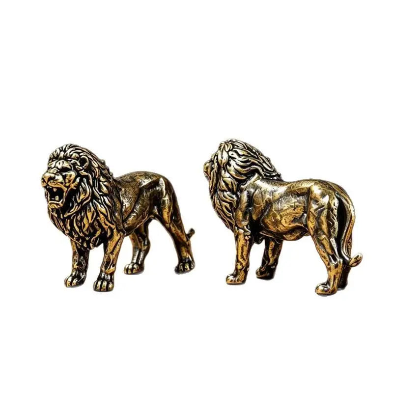 Brass Lion Figurine Antique Finish – Home & Office Desk Decor