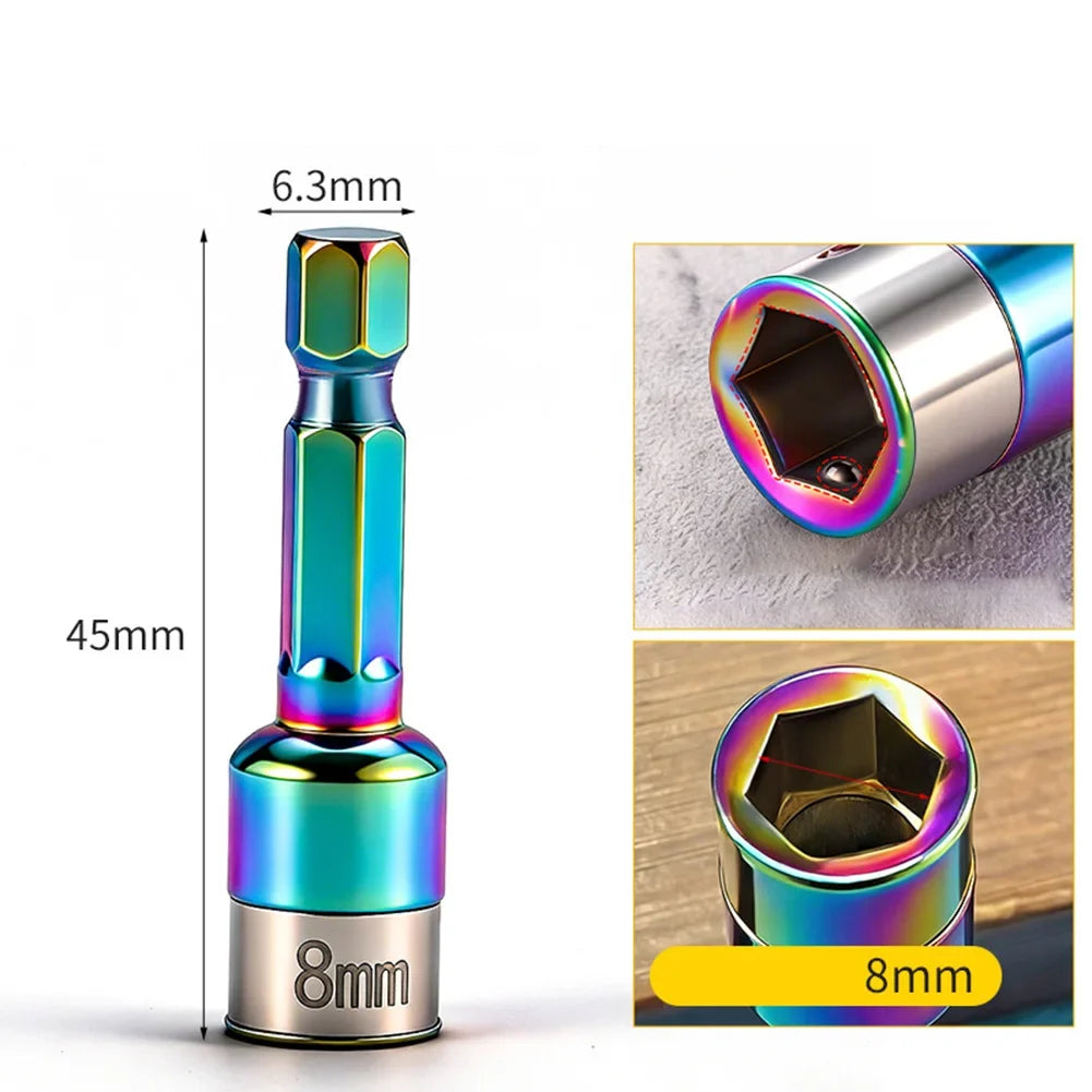 8mm Hex Socket Nut Driver Set – Steel Ball Sleeve Drill Adapter