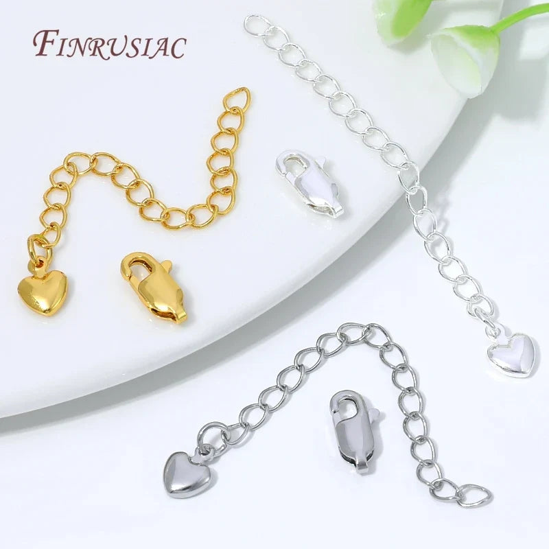 18K Gold Plated Extension Chain – Heart Charm & Lobster Clasp