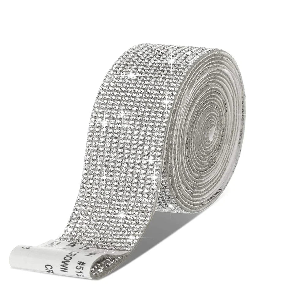 Self-Adhesive Rhinestone Trim Tape – 1 Yard Crystal Ribbon