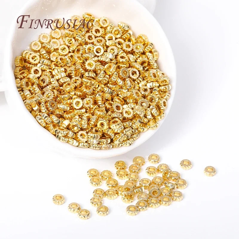 3mm 18K Gold Plated Brass Corrugated Spacer Beads | DIY Jewelry
