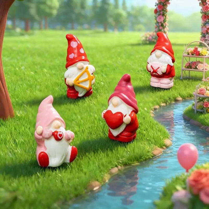 4pcs Mini Resin Gnome Figurines – Fairy Garden Mushroom Décor