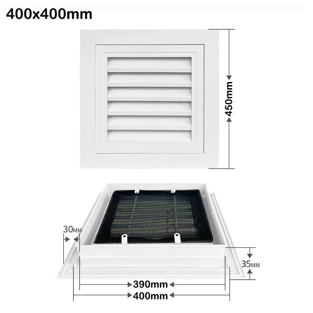 Aluminum Square Air Vent Grille White Gable Vent with Mesh Screen