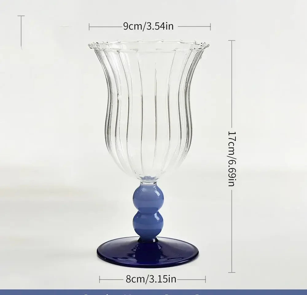 Striped Borosilicate Wine & Cocktail Glass – French Retro Style