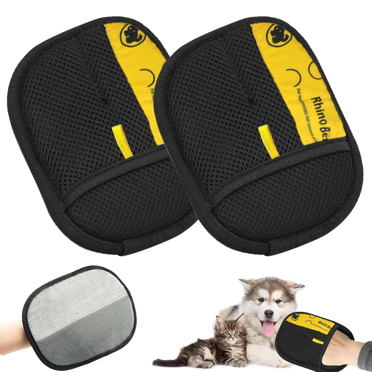 Pet Hair Removal Gloves for Cats & Dogs – 2 Pack