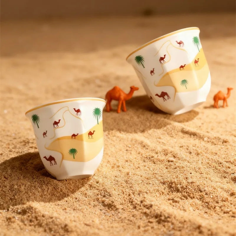 Middle Eastern Ceramic Espresso Cup – Desert Camel Retro Design