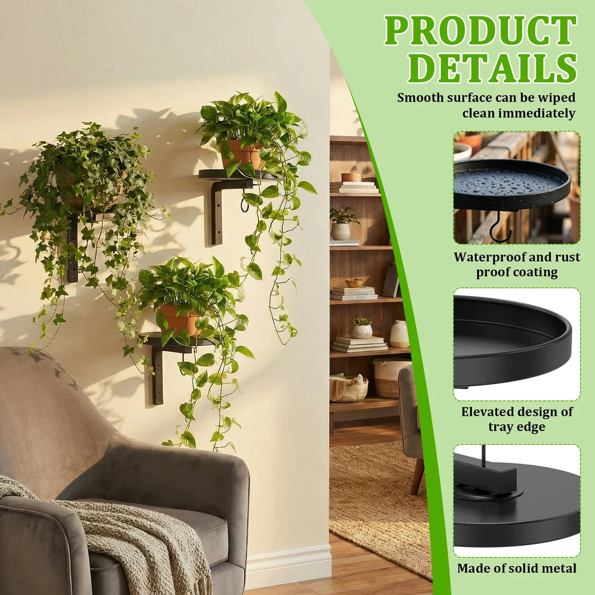 Metal Wall Plant Holder Set 2/3Pcs – Rustproof Flower Pot Stand