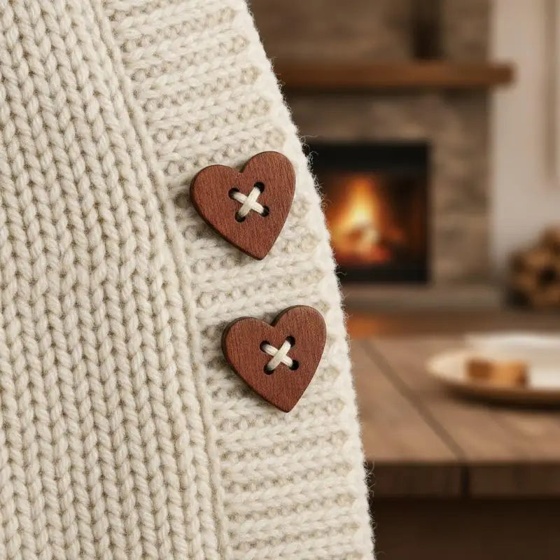 100pcs Wooden Sewing Buttons – Heart & Star DIY Craft Set