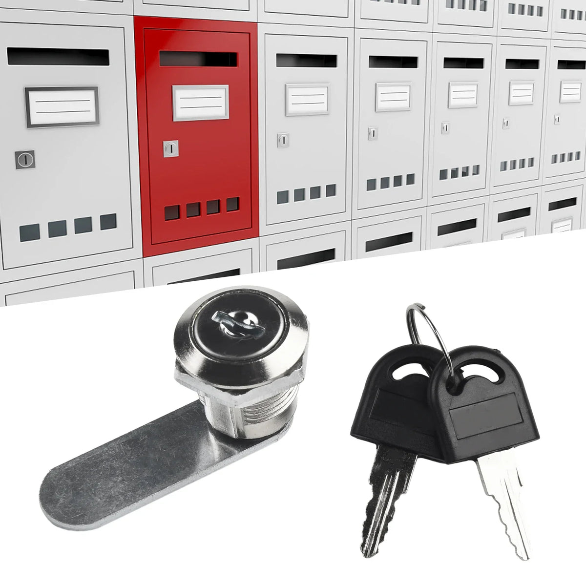 Cam Lock 16–30mm Zinc Alloy Cabinet Drawer Mailbox Lock + 2 Keys