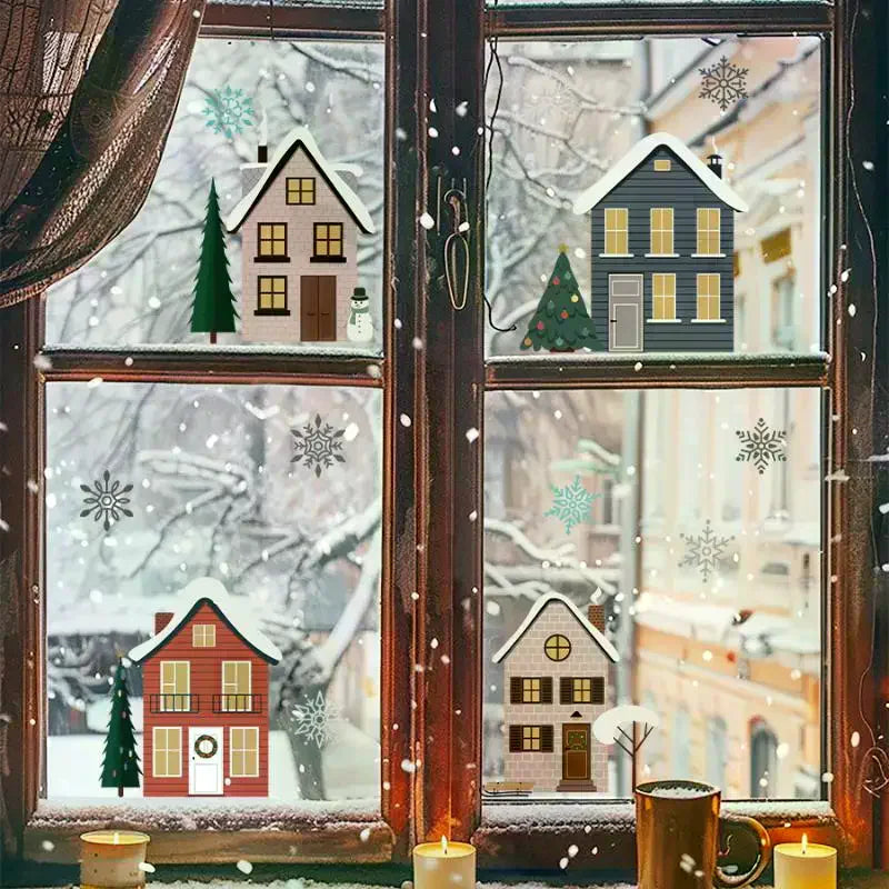 Christmas Window Stickers – Double-Sided Snowflake & Tree Decals