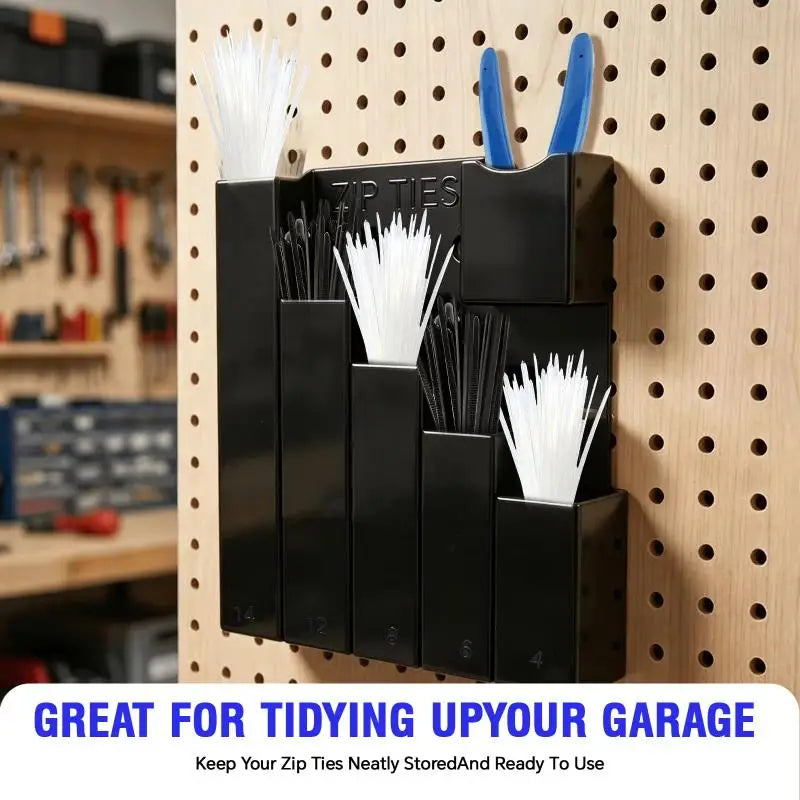 Wall Mount Zip Tie & Tool Organizer – 4/5-Slot Storage