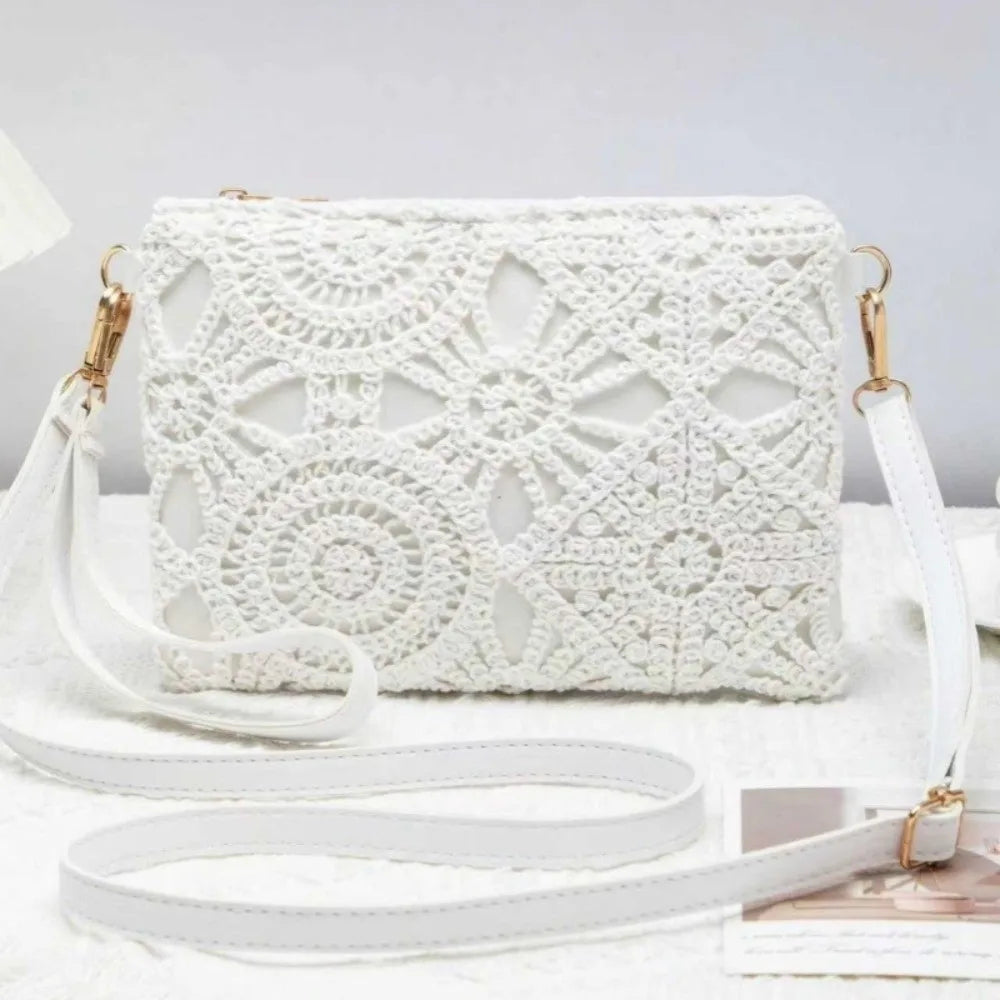 Bohemian Hollow Woven PU Leather Crossbody Shoulder Bag