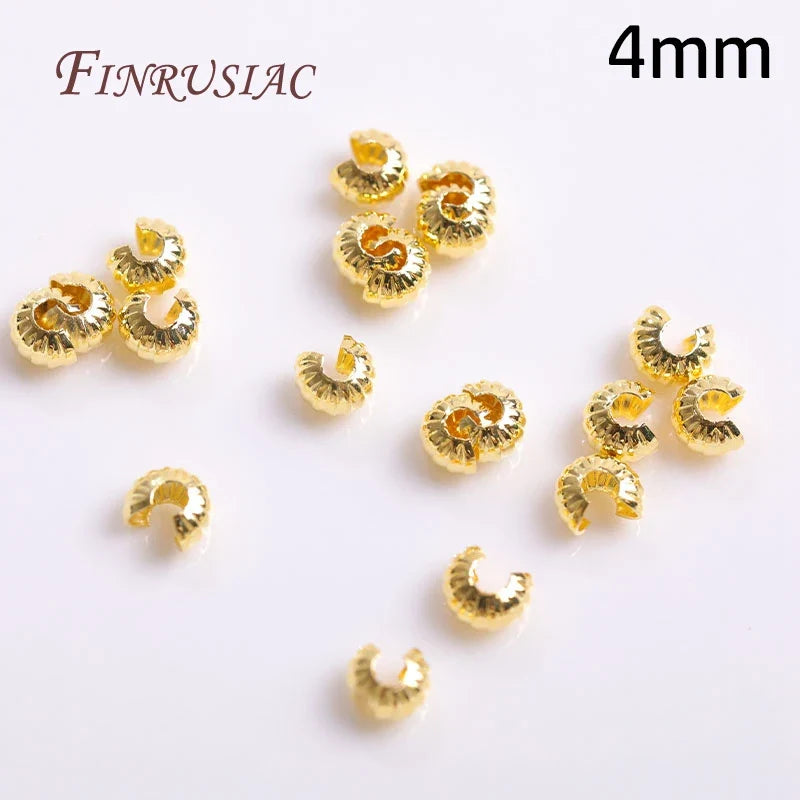 50Pcs 18K Gold Plated Crimp Beads & Covers | DIY Jewelry Findings