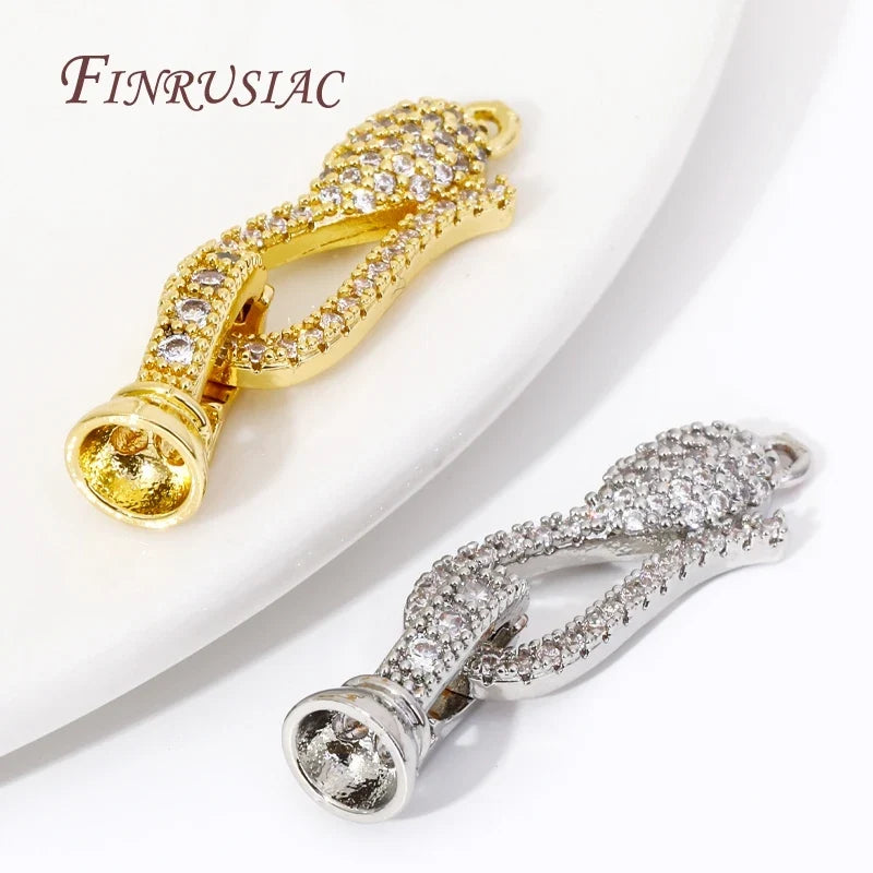 18K Gold Plated Zircon Connector Lock Clasp | DIY Jewelry