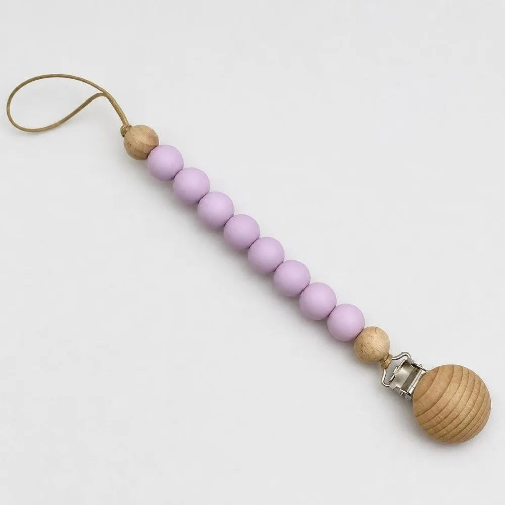 Silicone Wood Pacifier Clip – Food Grade Baby Soother Holder