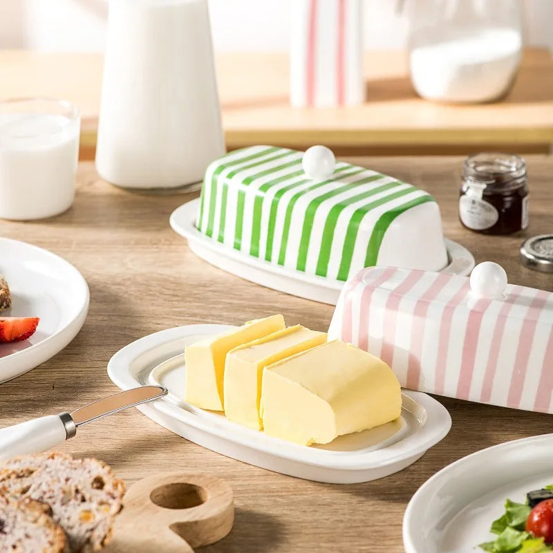 Hand-Painted Ceramic Butter Dish | Underglaze Color Design