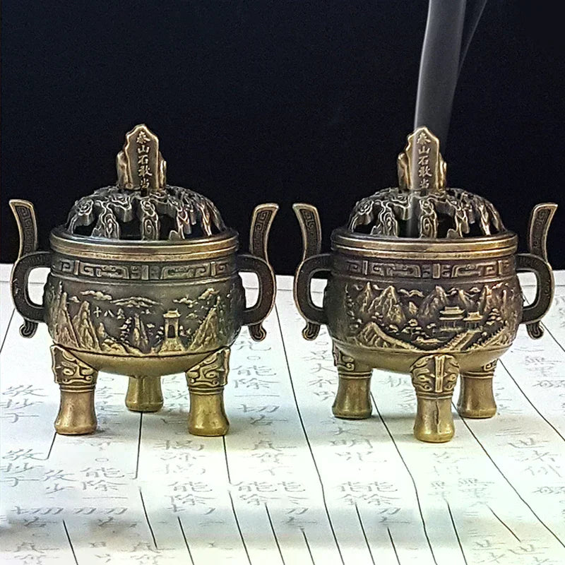 Three-Legged Incense Burner Bowl – Ancient Taishan Stone Style