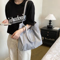 Women's Striped Canvas Tote Bag – Large Shoulder Bag