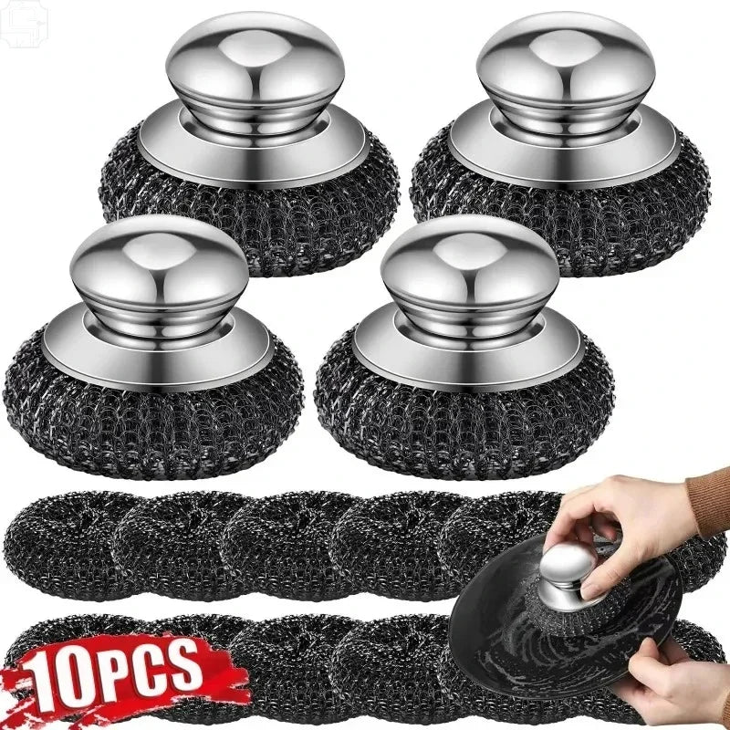 Stainless Steel Pot Brush with Handle – Heavy Duty Scrubber