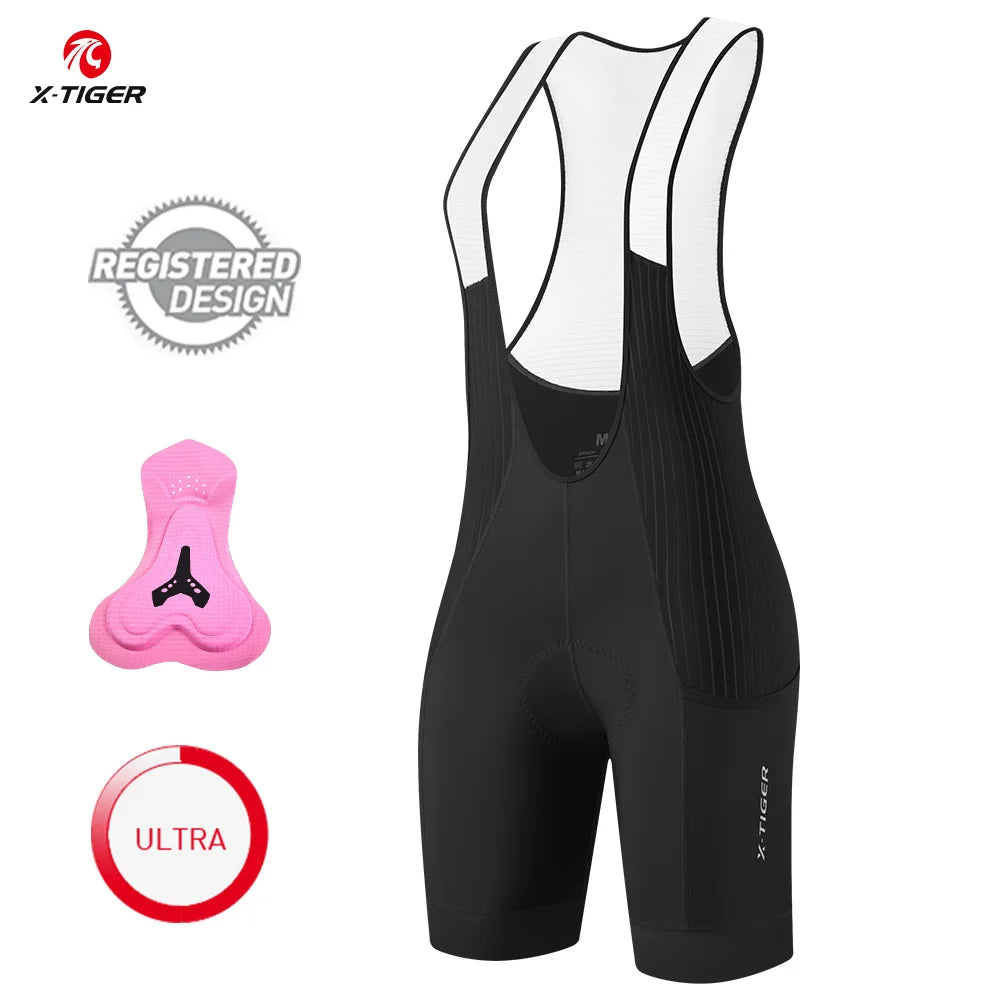 X-TIGER Women's 5D Padded Cycling Bib Shorts | UV Protection