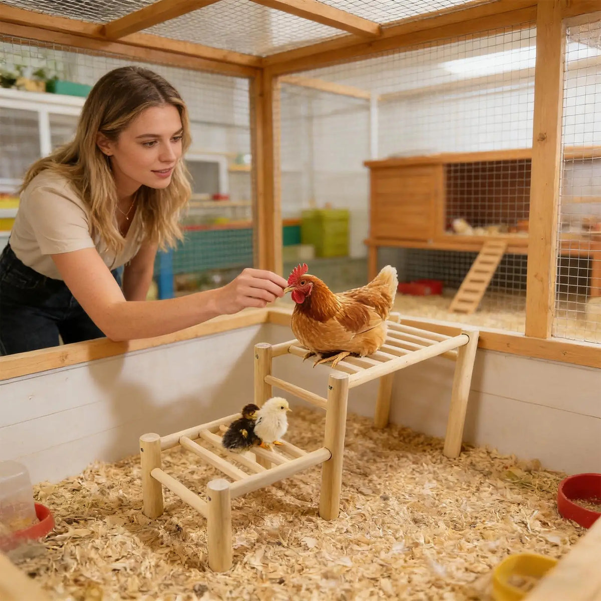 Wooden Chicken Roosting Perch Stand | Coop Training Rack