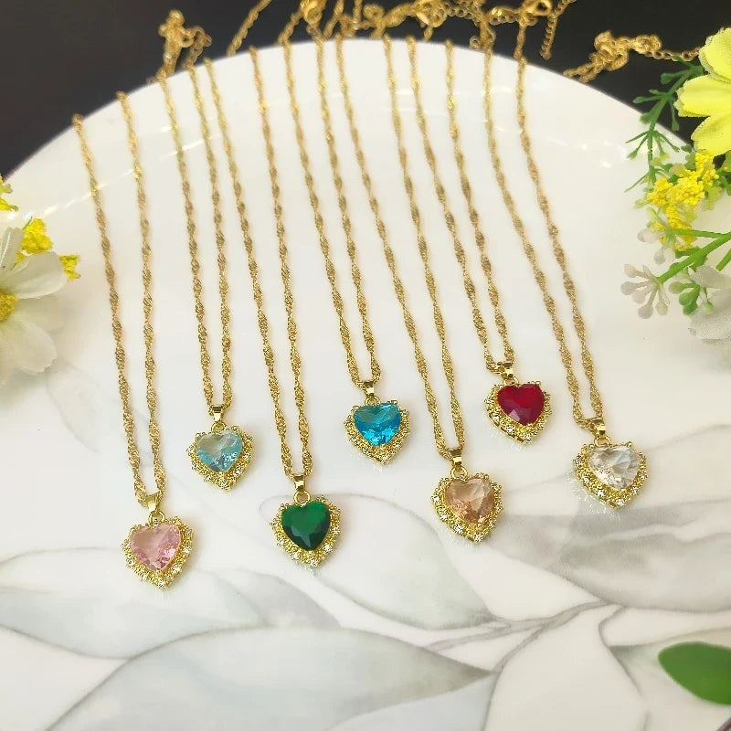 Women's Gold Love Heart Collarbone Chain Necklace