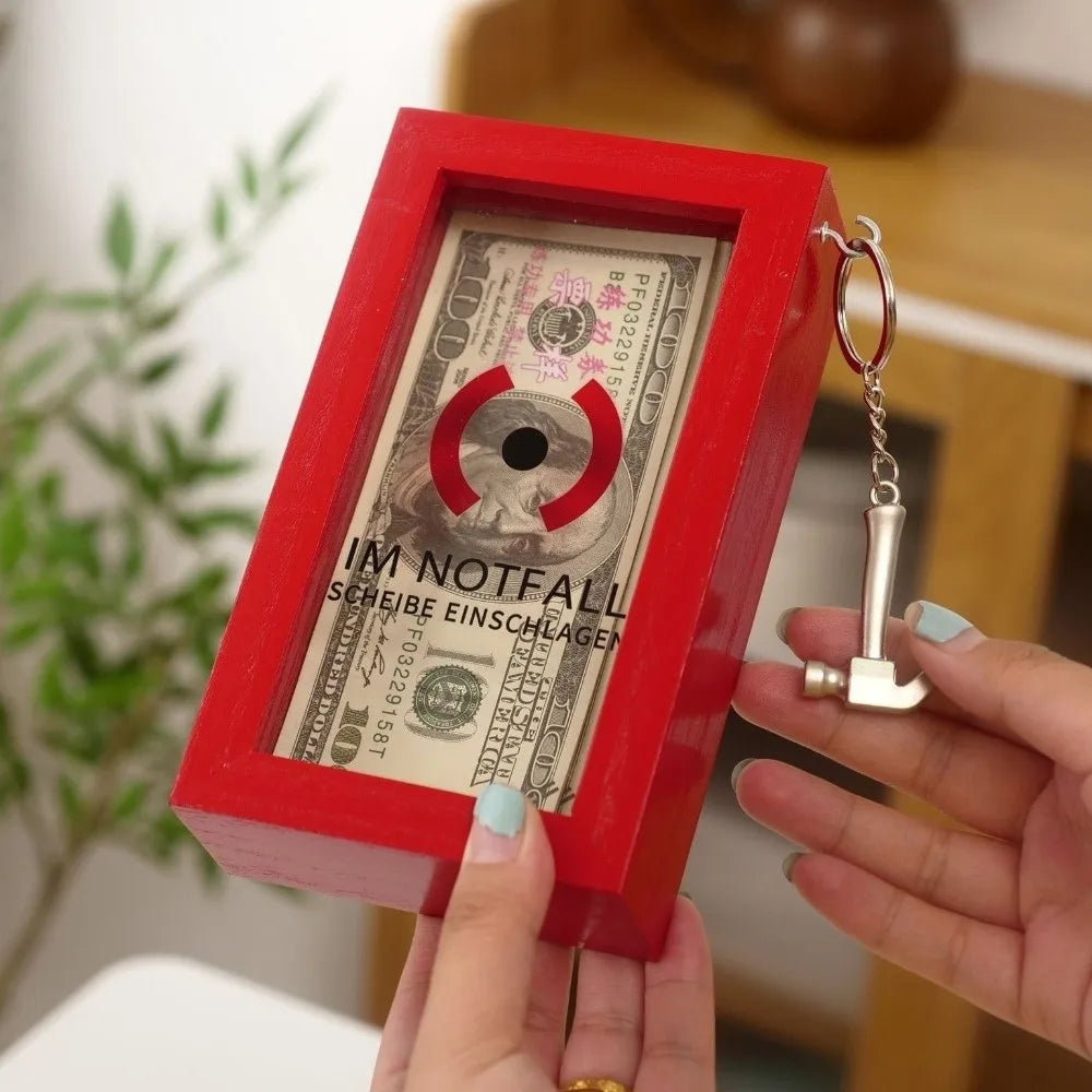 Break In Case of Emergency Wooden Gift Box with Hammer