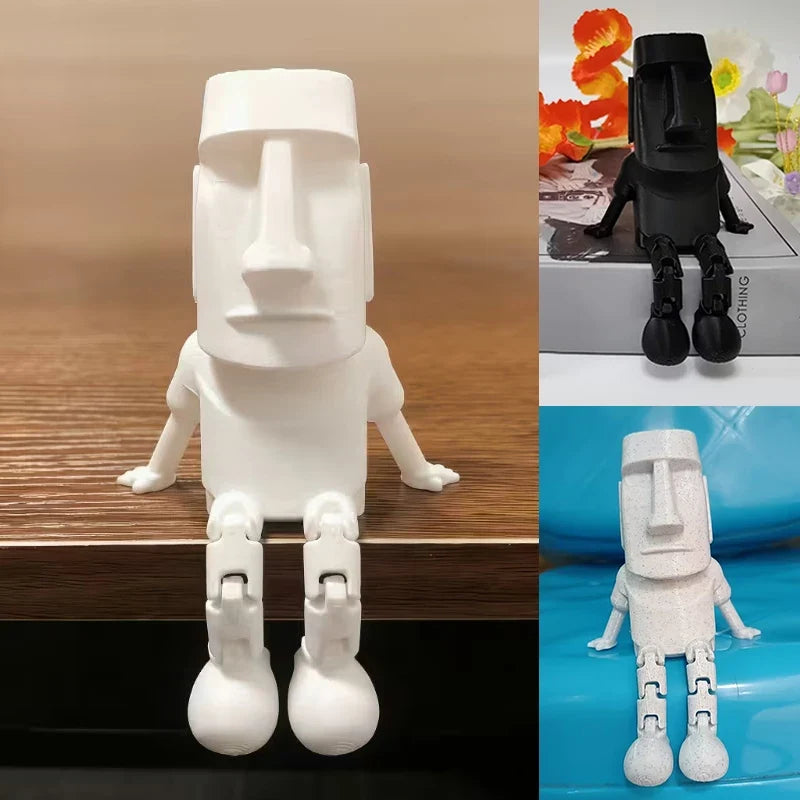 3D Printed Moai Statue – Movable Joints Collectible Figurine