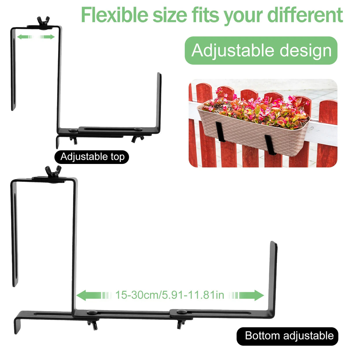 Adjustable Planter Box Brackets – Heavy Duty Steel Window Holder