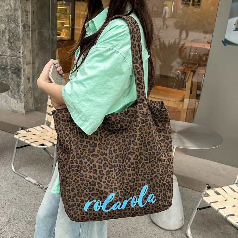 Korean Leopard Print Shoulder Bag – Large Capacity Women's Tote