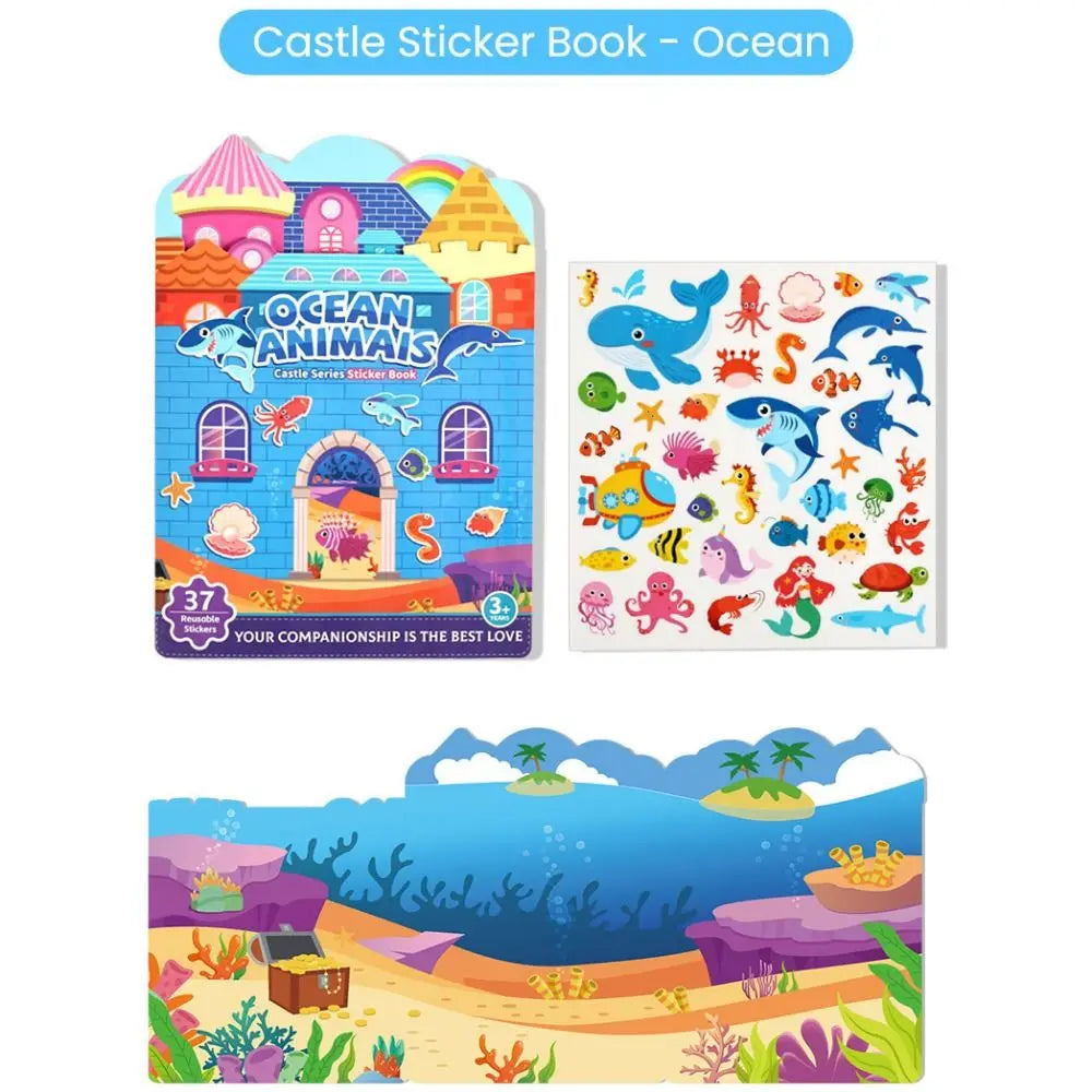 Reusable Jelly Sticker Quiet Book – Animal & Vehicle Puzzle