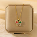 Zircon Butterfly Pendant Necklace Women | Gold Stainless Steel