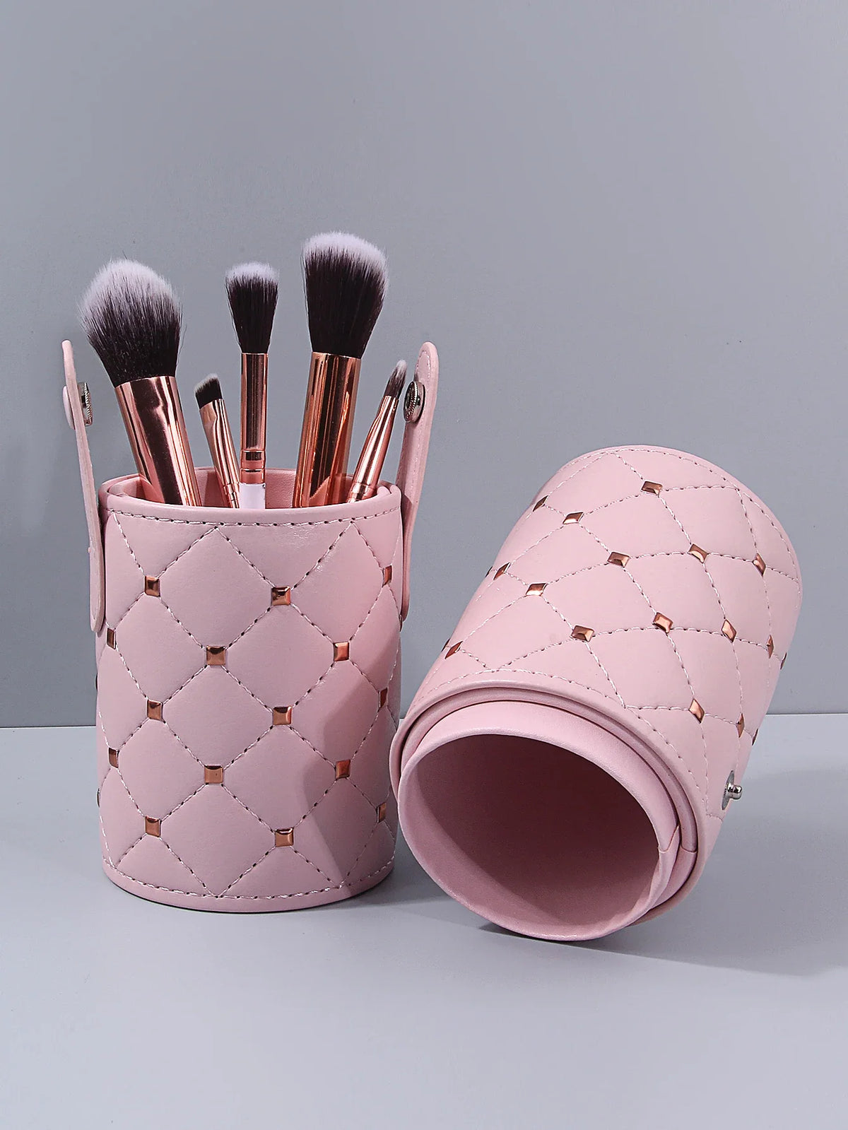 Diamond Lattice PU Makeup Brush Holder – Travel Organizer