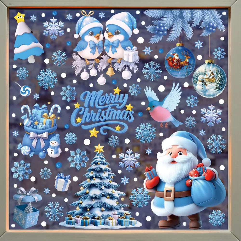 PVC Christmas Window Stickers – Snowman, Snowflake & Santa