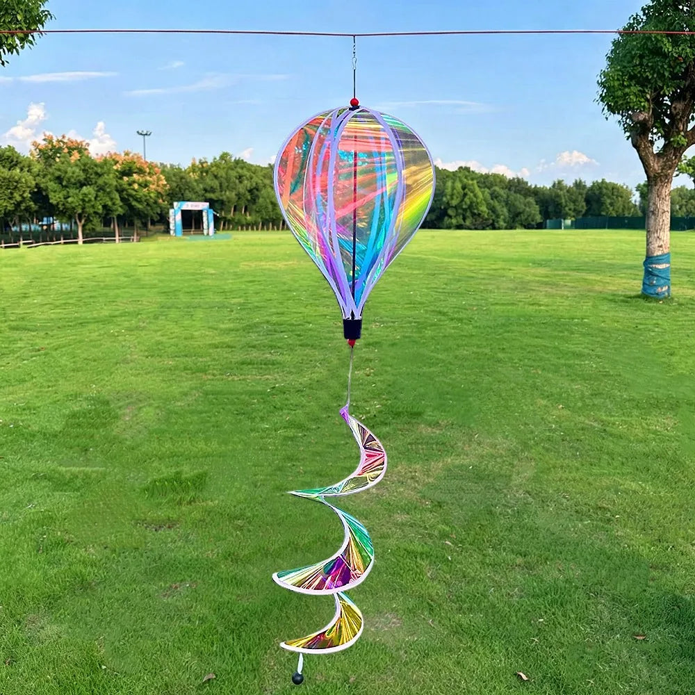 Rainbow Hot Air Balloon Wind Spinner – Colorful Garden Decor