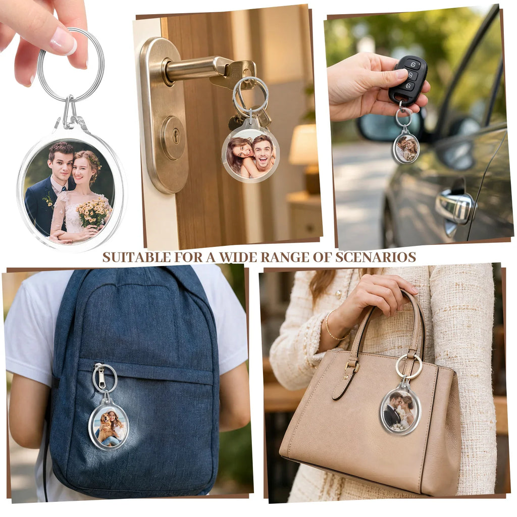60/100 Pcs DIY Acrylic Photo Keychain Set – Double Sided