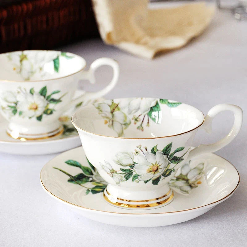European Bone China Coffee Cup & Saucer Set 200ml Ceramic