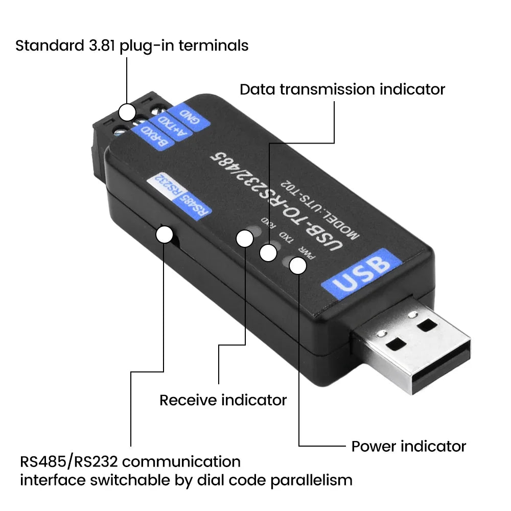 USB to RS485/RS232 Converter Module | CH343G Half-Duplex