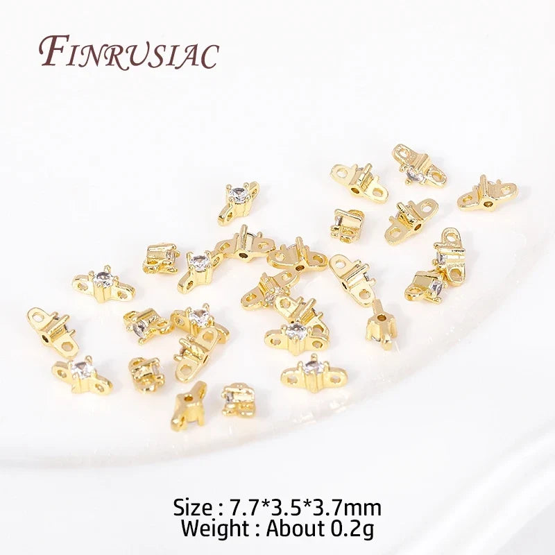 18K Gold Plated Zircon Flower Spacer Bars 2/3 Hole | DIY Jewelry