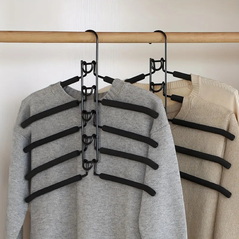 5-Pack Multi-Layer Closet Hangers with Detachable Hooks