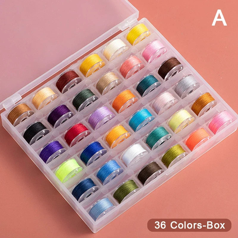 Multicolor Sewing Bobbins Box Set 25 or 36 Pcs with Case