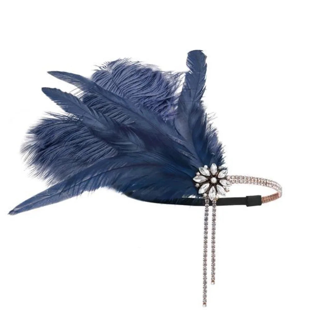 1920s Feather Hairband Rhinestone Headpiece | Gatsby Party