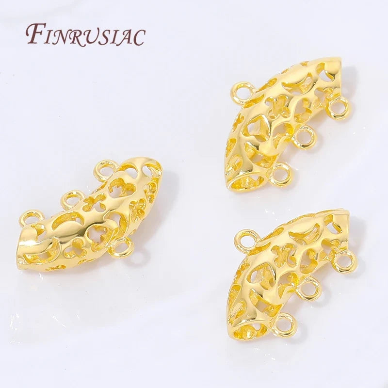 18K Gold Plated 3-Ring Curved Tube Bails | DIY Jewelry Connectors