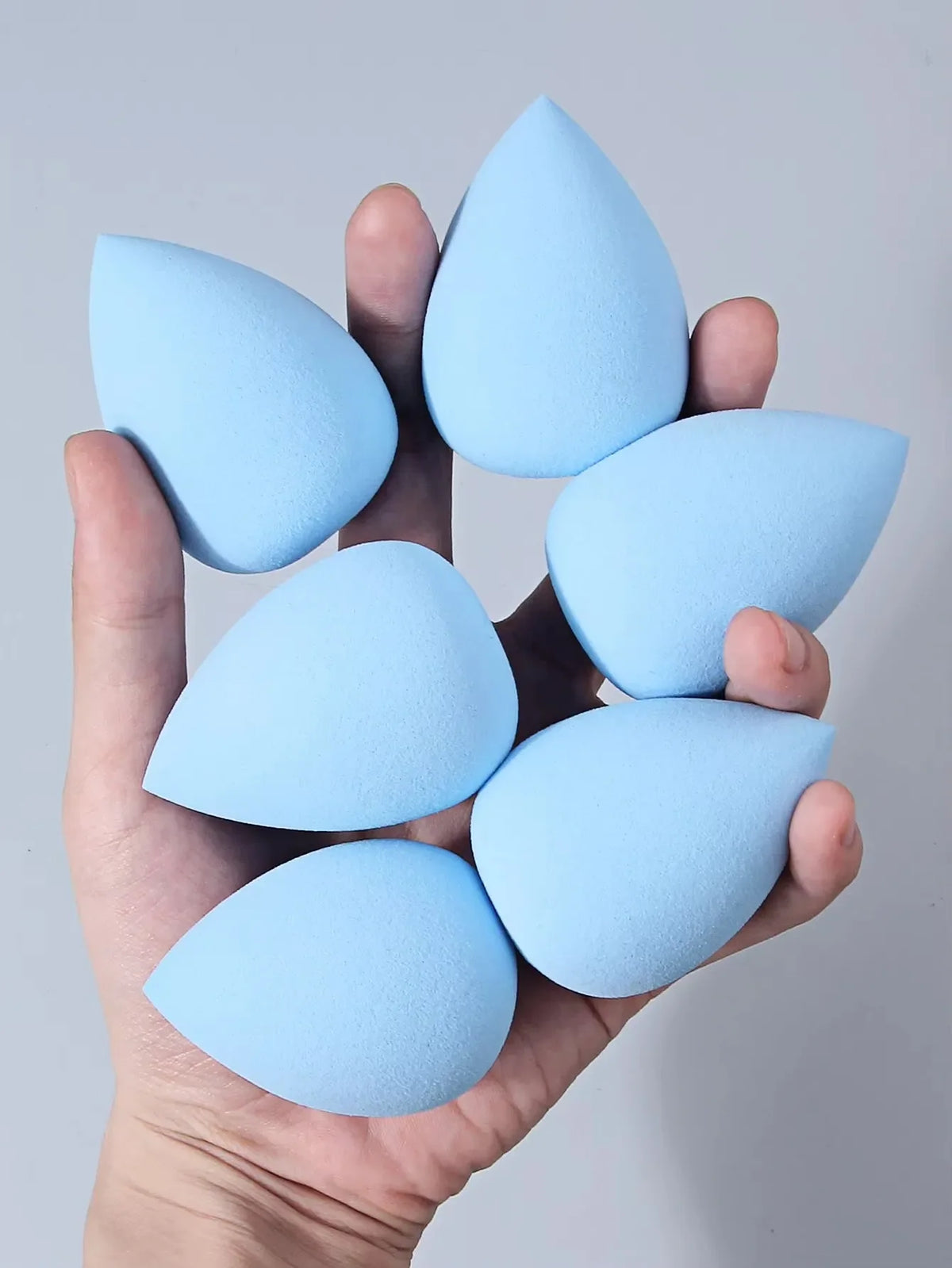 Blue Teardrop Makeup Puff Set – 6 Pc Non-Latex Sponges
