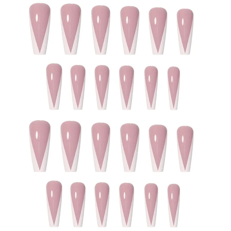 French Nude Ballet Press On Nails w/ Rhinestones 24pcs
