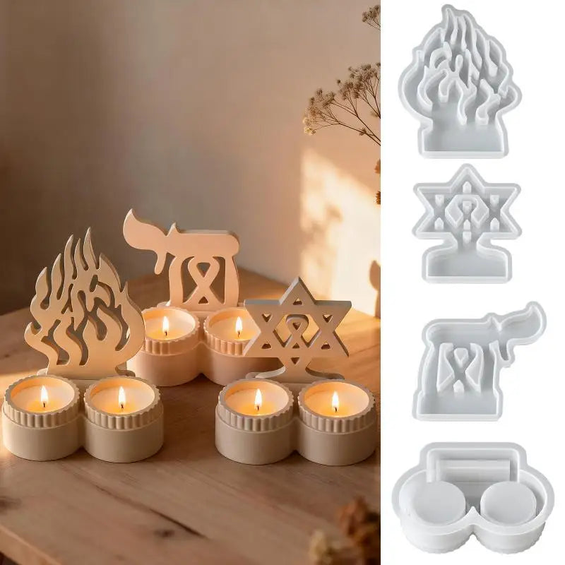 Silicone Candle Holder Mold Set – Tealight & Fire Shape DIY Mould