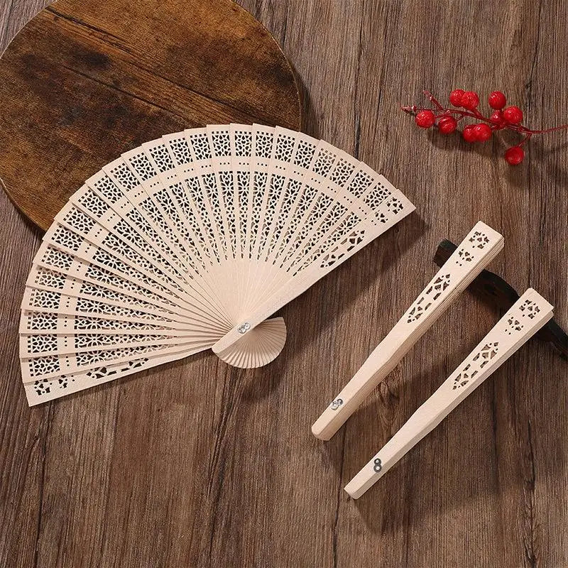 Hollow-Carved Wood Folding Fan – Wedding Favor & Home Décor